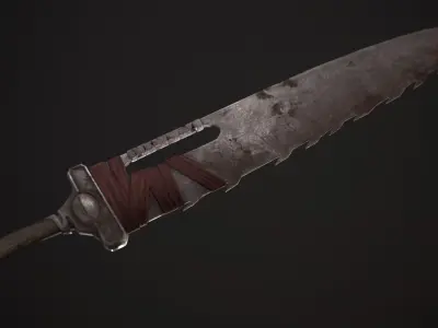 Saw-Cleaver knife Low-poly 3D model
