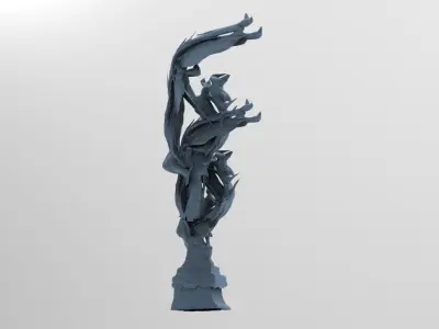 Dantes Inferno Fire dance pillars collection Low-poly 3D model