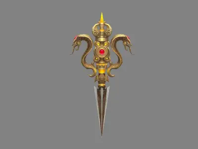 Gold Cobra Dagger - magic weapon Low-poly 3D model