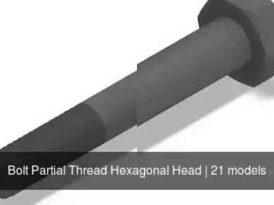 Bolt Partial Thread Hexagonal Head 3D Model Pack