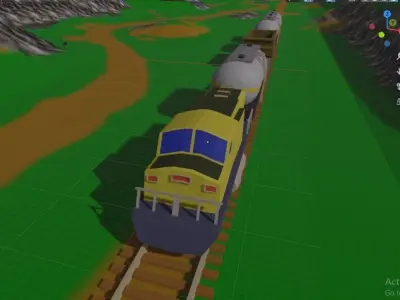 Low Poly Cargo Train Low-poly 3D model