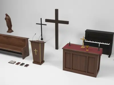 Church Props Low-poly 3D model