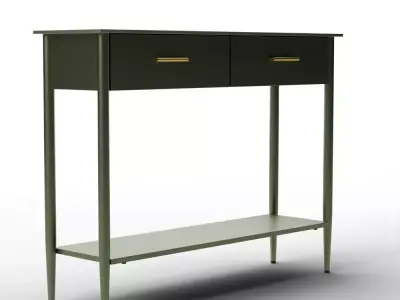 Industrial Minimalist Console Table in Dark Olive - Metalwork Low-poly 3D model