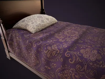Vintage single bed Low-poly 3D model purchase