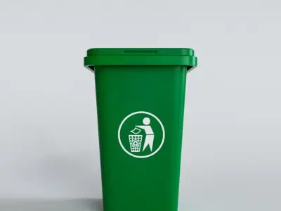 Plastic Waste Bin Low-poly 3D model