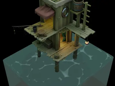 Stylized Environment Fish Dock 3D model