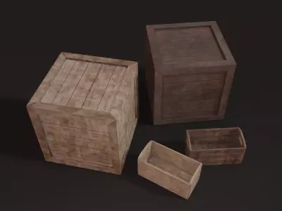 Wooden Crates Free low-poly 3D model