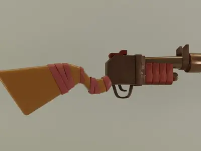 Cartoon type game gun  Low-poly 3D model