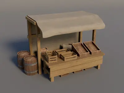 Medieval Market Set  Low-poly 3D model