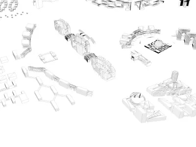 Urban highrise building ancillary building commercial building 3D model buy