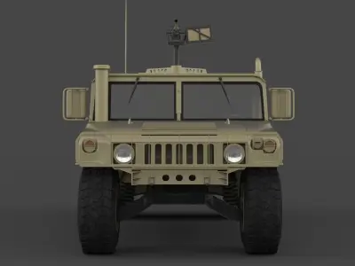 Humvee military vehicle with gun on top 3D model