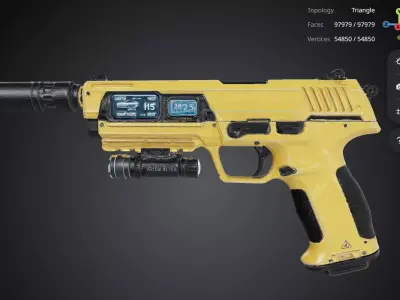 Yellow Gun 3D model