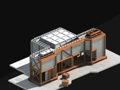 Medieval Low Poly Building Castle Wooden Village Stone House 27 Low-poly 3D model