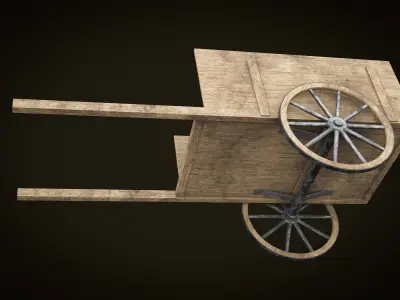 Wooden Cart 02 PBR Low-poly 3D model