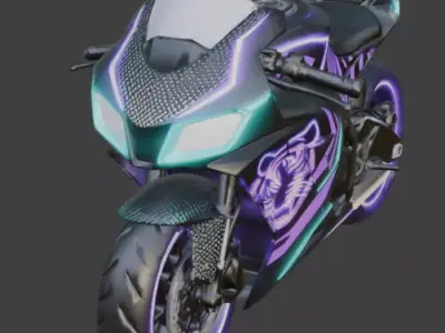 Cyberpunk Neon Tiger Sport Motorcycle Low-poly 3D model