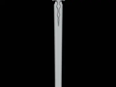 Simple lowpoly fantasy sword modeling Low-poly 3D model 10