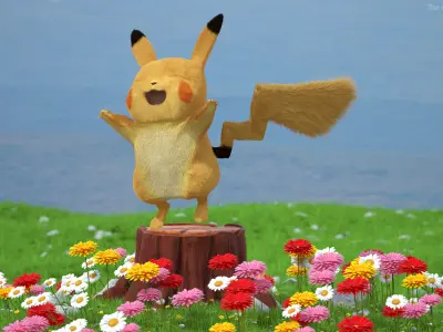 Happy Pikachu Character Fur 3D model