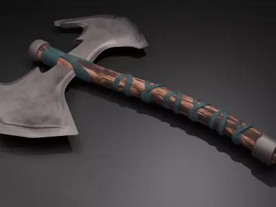 Brutal Double Bladed Axe Low-poly 3D model