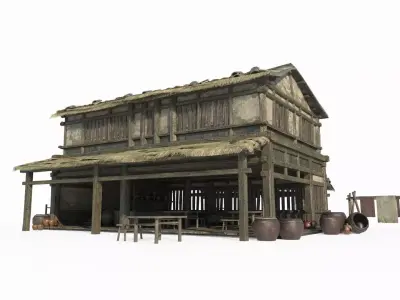 Asian Ancient Architecture Wine Shop 3D model