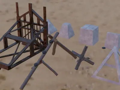 Antitank bundle Low-poly 3D model