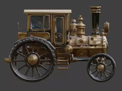 Steampunk Industrial Heavy Tractor 3D Model Low-poly 3D model