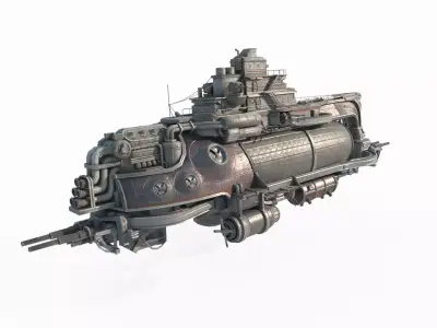 Steam powered fantasy style destroyer 3D model