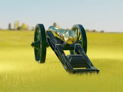 machine-gun cannon in field 3D model