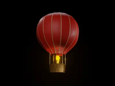 Hot Air Balloon Low-poly 3D model 12