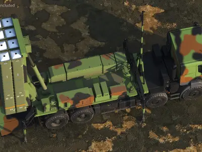 SAMP-T Medium Range Air Defense Missile System Rigged 3D model