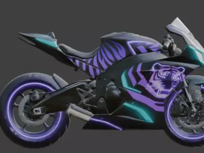 Cyberpunk Neon Tiger Sport Motorcycle Low-poly 3D model