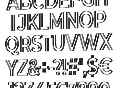 Backlit alphabet 3d volumetric glowing letters numbers symbols 3D model