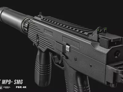 Thomet MP9 SubMachine Gun Low-poly 3D model