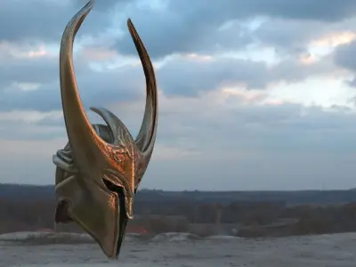 Fantasy Helmet Horned 3D model