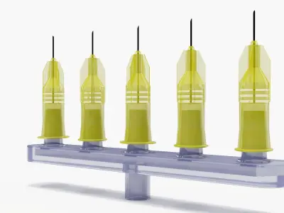 Multi Injector 5 Needles Straight Yellow 3D model
