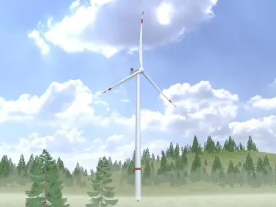 Wind turbine V1 H-175 RD 172 m Low-poly 3D model