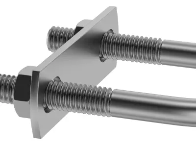 U Bolt two stainless steel bolts 3D model
