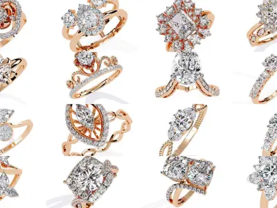 68 Solitaire Diamond Ring 360 animation renders PART 3 3D Model Pack