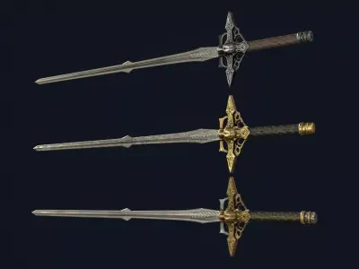 Elven Hunter Sword Low-poly 3D model