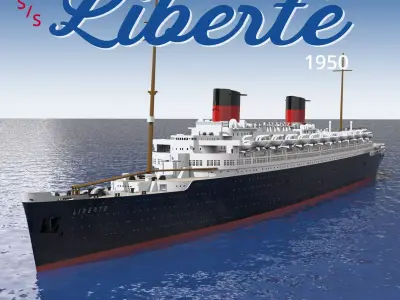 SS LIBERTE ocean liner 1950 - full and waterline printable model 3D print model