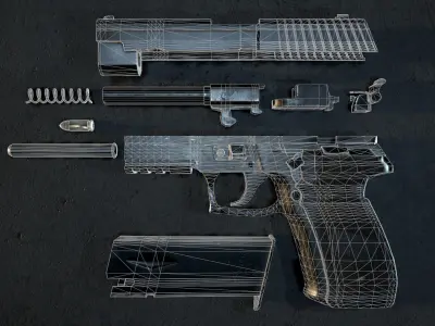 Sig Sauer P226 Pistol Rigged and Animated Low-poly 3D model