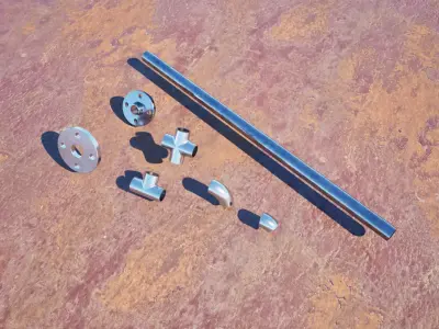 Pipe and Fittings Low-poly 3D model