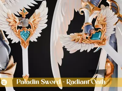 Stylized Sword - Paladin Sword Radiant Oath - Game Ready 3D model