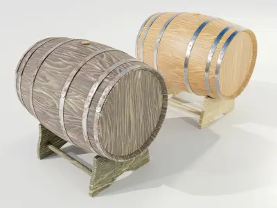 Wooden Barrels 3D model buy