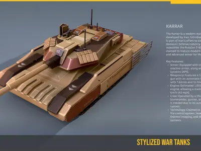 Stylized Tank Karrar Low-poly 3D model
