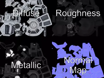 Futuristic Surveillance Camera model pack Low-poly 3D model