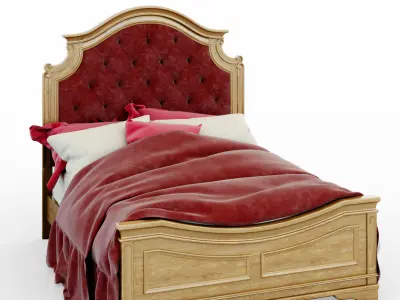 Realyn Chipped Two Tone Queen Upholstered Panel Bed 3D model