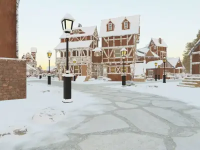 Winter Mountain Village 3D model