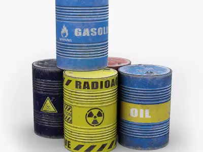 Oil Drums Low-poly 3D model purchase