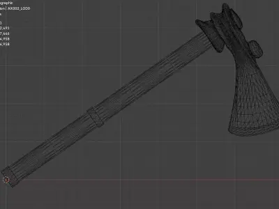 Axe 002  Medieval PBR 3D Axe for Unity Low-poly 3D model