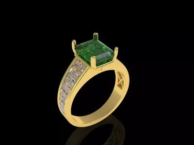 Emerald Baguette Ring 3D print model